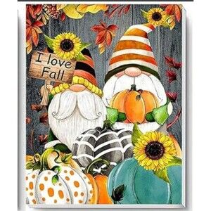 Fall Gnomes Pumpkins 5D Diamond Art Kit 12 X 8 On Canvas Halloween